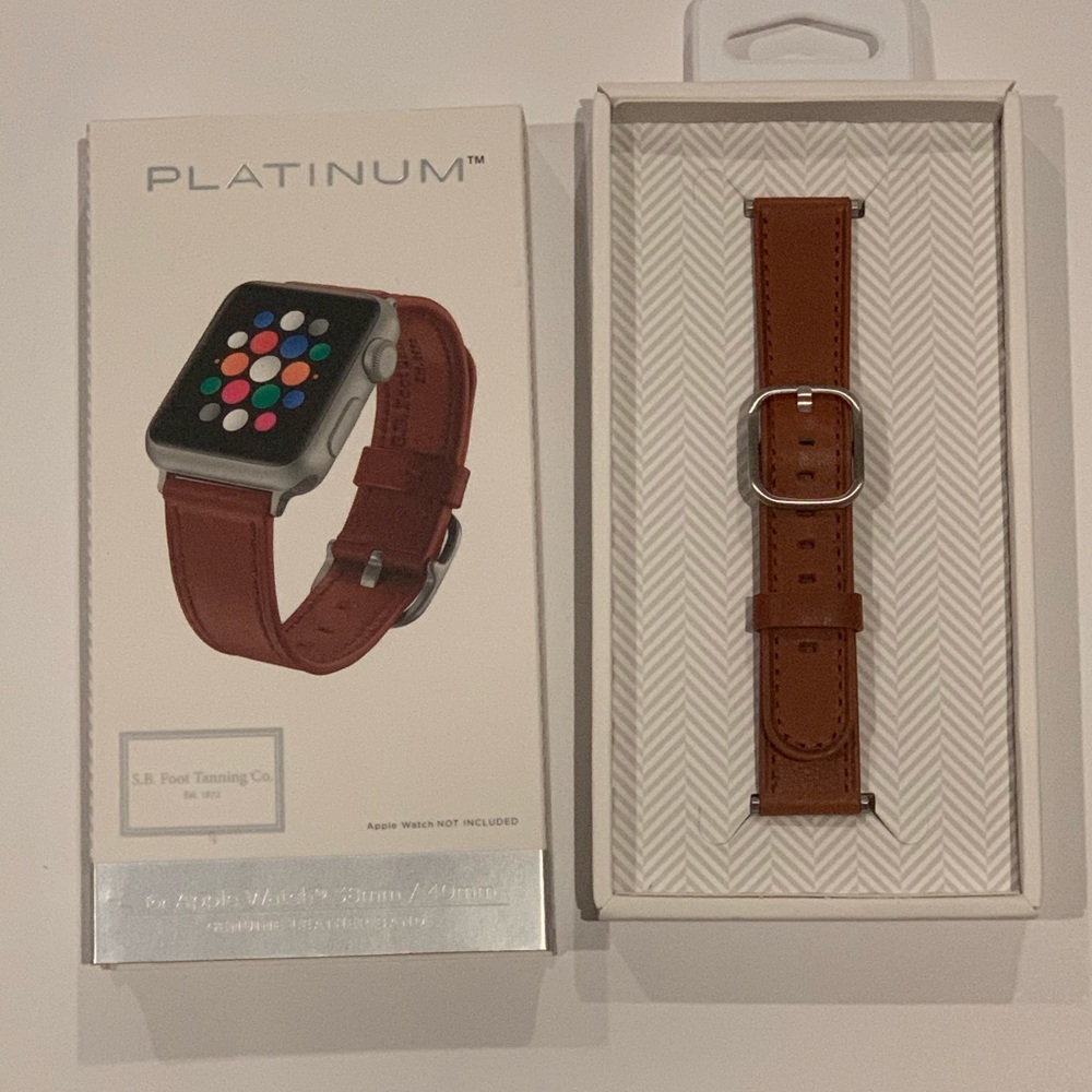 NEW! Platinum cognac Apple Watch band 38/40mm